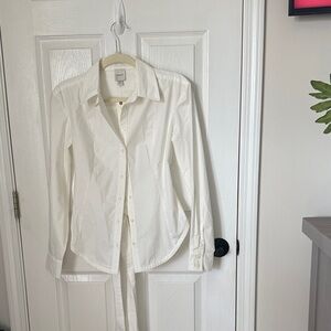Maeve Crisp White Collared Shirt